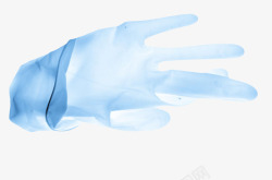 一副半透明的蓝色手套实物素材