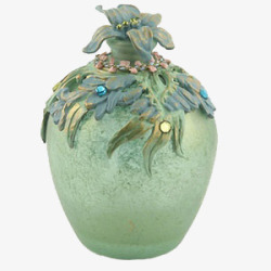 绿色竹编工艺陶瓷花瓶高清图片