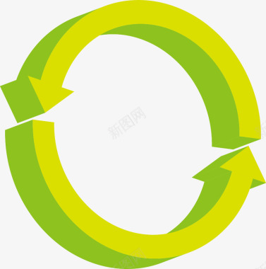绿色能源图标绿色3d回旋箭头矢量图图标图标
