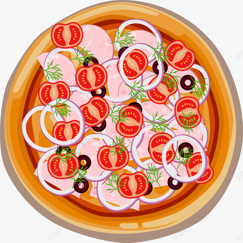 卡通手绘食物披萨png免抠素材_88icon https://88icon.com 卡通 手绘 披萨 西红柿 食物