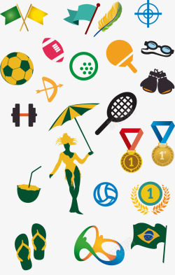 足球球拍巴西里约奥运会装饰元素高清图片