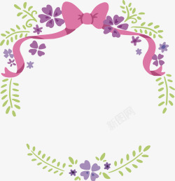 粉色蝴蝶结标题框素材