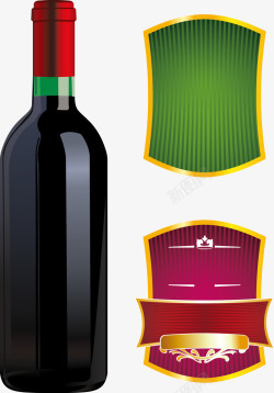 红酒瓶软木塞卡通标签红酒瓶子矢量图高清图片