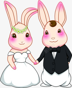 粉色卡通婚礼小兔子素材