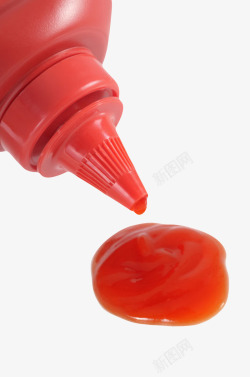 红色塑料瓶子番茄酱包装挤压出酱素材