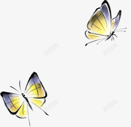 手绘黄色水墨蝴蝶png免抠素材_88icon https://88icon.com 水墨 蝴蝶 黄色 黄蝶
