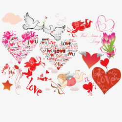 情人节和丘比特爱神元素素材