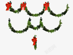 圣诞节藤条绿藤条红丝带蝴蝶结高清图片