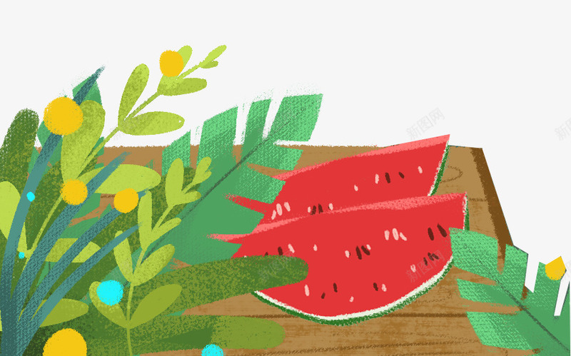 彩色创意西瓜美食元素png免抠素材_88icon https://88icon.com 创意 卡通插画 彩色 树叶 植物 种子 美食 西瓜 食物