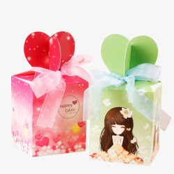 正方形礼盒可爱女孩平安果包装盒高清图片