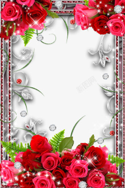 玫瑰花与丝绸背景图片玫瑰花边框片高清图片