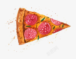 手绘卡通一片披萨素材