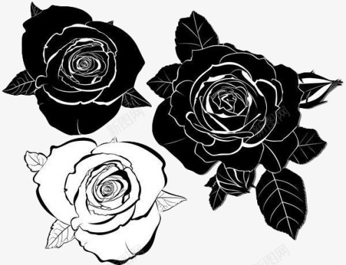 黑色手绘玫瑰花图标图标