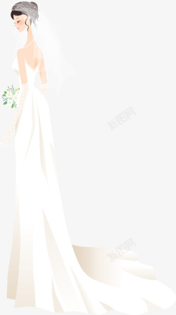 白裙美丽婚礼新娘素材