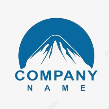 蓝色圆形山峰logo图标图标