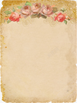 破旧信纸纸质玫瑰花装饰复古信纸高清图片
