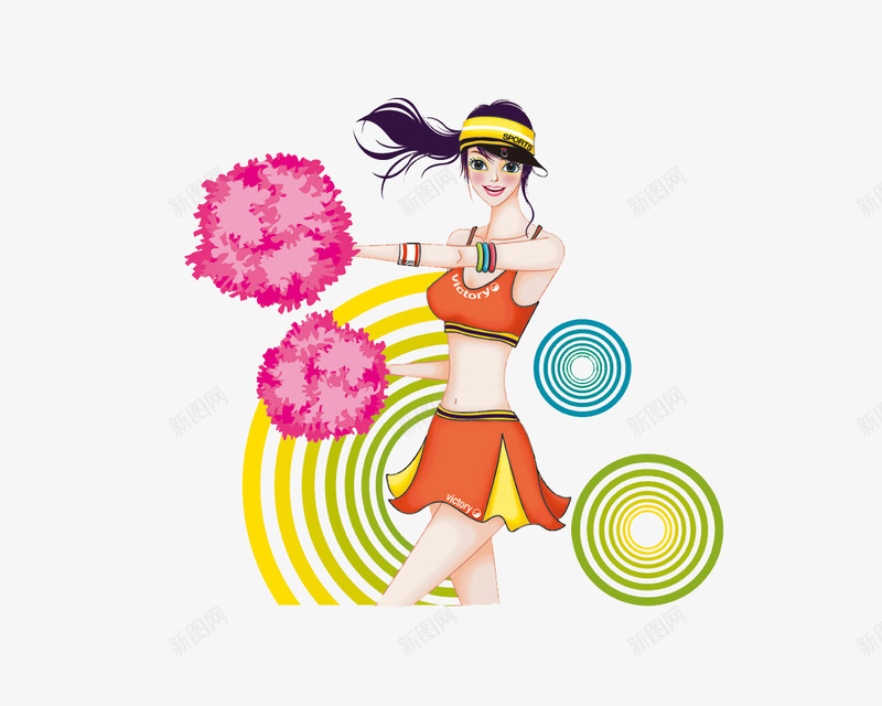 卡通女孩png免抠素材_88icon https://88icon.com 人物剪影 人物图案 卡通人物素材 手绘西方人物 手绘西方人物图片 拉拉队 时尚 欧美美女图案 舞蹈 运动