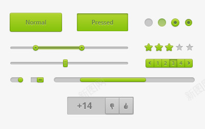 绿色UI控件工具png免抠素材_88icon https://88icon.com UI UI设计 开关键 按钮 进度条