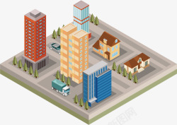 城市版图25D立体城市高楼建筑装饰插图高清图片