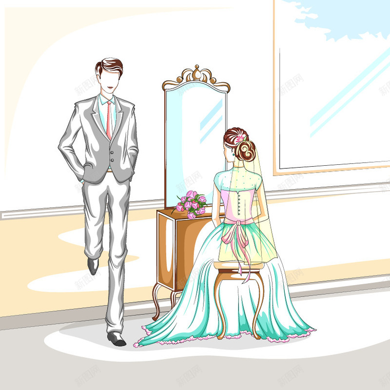 结婚插画png免抠素材_88icon https://88icon.com 婚礼主题 彩色绘画 手绘新人 新婚人物 结婚插画