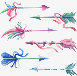 6款水彩绘羽毛箭素材
