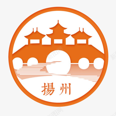 扬州圆形五亭桥图标图标