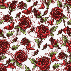 玫瑰花花纹插画背景矢量图素材