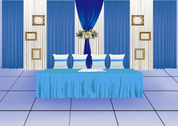 婚礼台蓝色喜庆婚礼布置高清图片