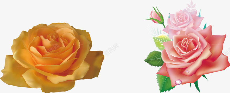 炫彩花朵油画玫瑰花矢量图图标图标