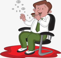 商务人士坐在椅子上吸烟卡通手绘素材