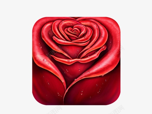红色质感玫瑰花小图标图标