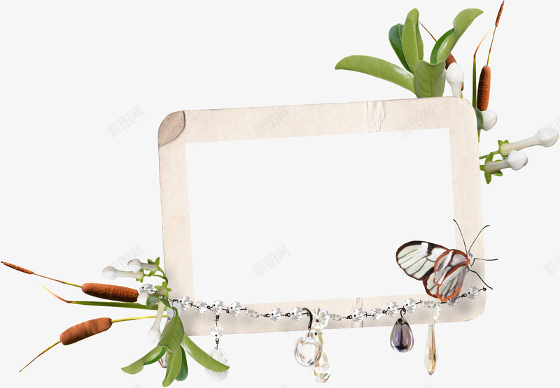 枝叶装饰相框png免抠素材_88icon https://88icon.com 剪纸相框 树叶 蝴蝶
