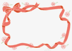 红色春季花朵绸带框架素材