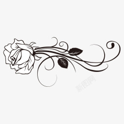 手绘黑白玫瑰花素材