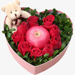 玫瑰花和苹果礼盒素材