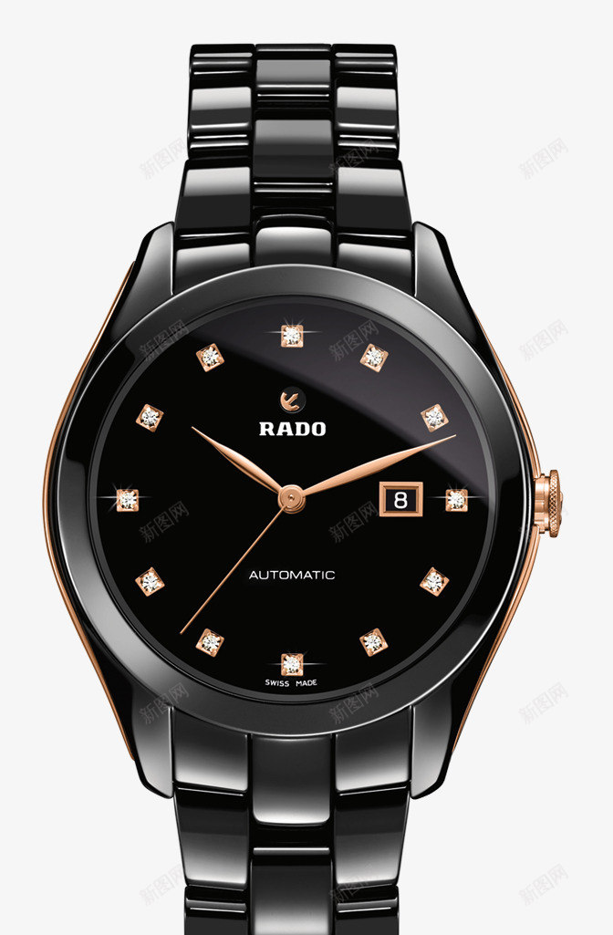 黑色玫瑰金边腕表手表雷达女表png免抠素材_88icon https://88icon.com RADO 产品实物 女表 手表 机械表 腕表 表 雷达