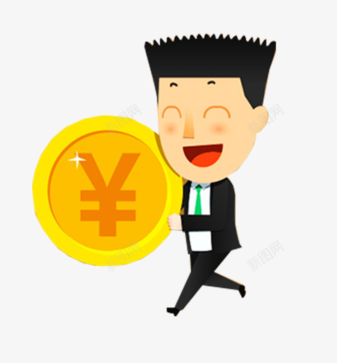 卡通金币人物png免抠素材_88icon https://88icon.com 人物 卡通 男 西装 金币