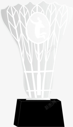 玻璃奖杯羽毛球形状运动奖杯矢量图高清图片
