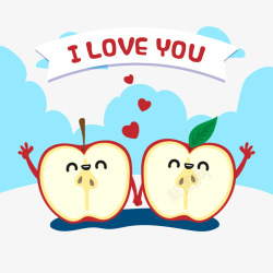 可爱卡通苹果情侣素材