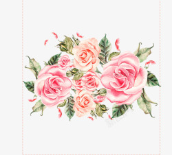 田园风手绘玫瑰花朵装饰素材