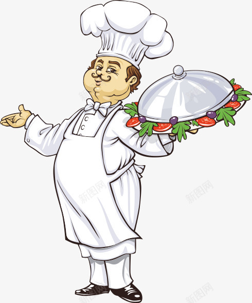 站着的厨师png免抠素材_88icon https://88icon.com 卡通人物 厨师帽 站着的人 美食 胖厨师 西餐