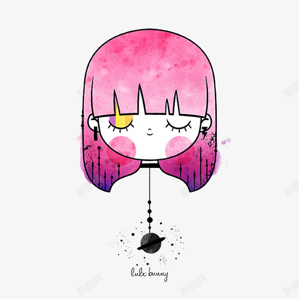水彩紫发女孩头像psd免抠素材_88icon https://88icon.com 创意插画设计 卡通贺卡封面 手绘插画