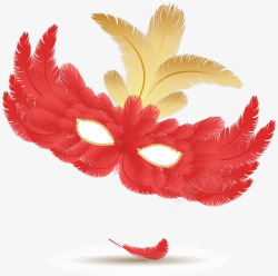 红色面具羽毛面具矢量图高清图片