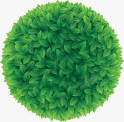 绿色树叶卡通圆形风光素材
