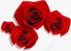 创意合成手绘红色的玫瑰花效果素材