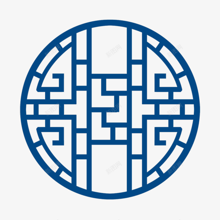 蓝色圆形古风圆框png免抠素材_88icon https://88icon.com 古风 圆形 蓝色