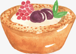 手绘创意水彩水果蛋糕矢量图素材