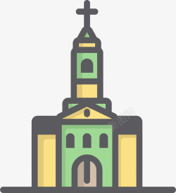 绿色卡通天主教婚礼教堂素材