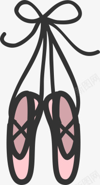 粉色背景矢量图粉色卡通蝴蝶结舞蹈鞋图标图标