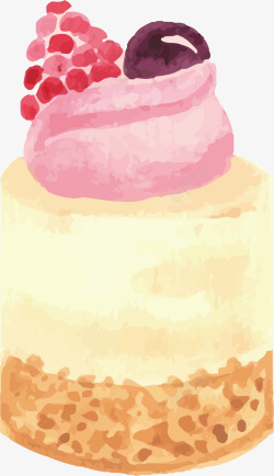 手绘水彩蛋糕甜品矢量图素材